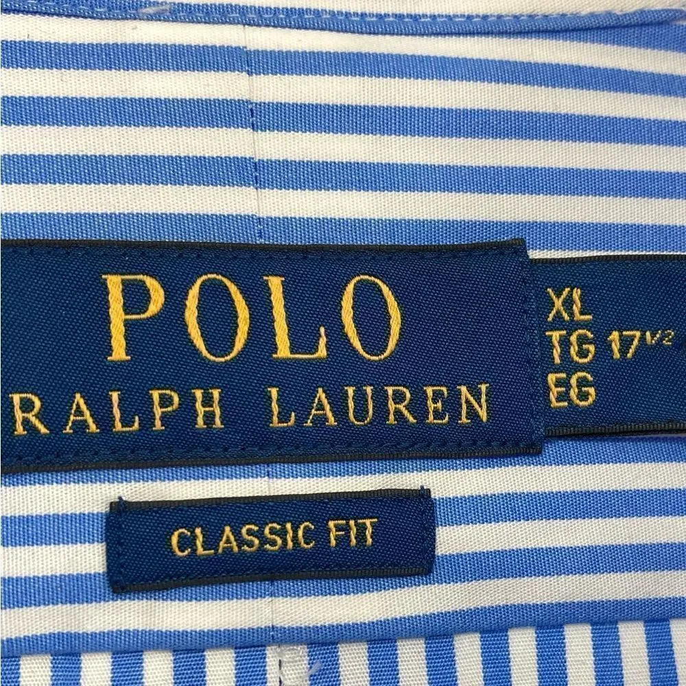 Polo Ralph Lauren US Open Tennis Staff Men’s Striped Shirt SZ 171/2-XL Like New